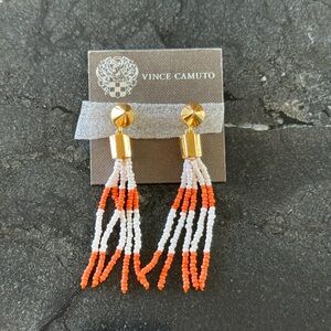 Vince Camuto Orange and White Gold Multi-Strand Earrings